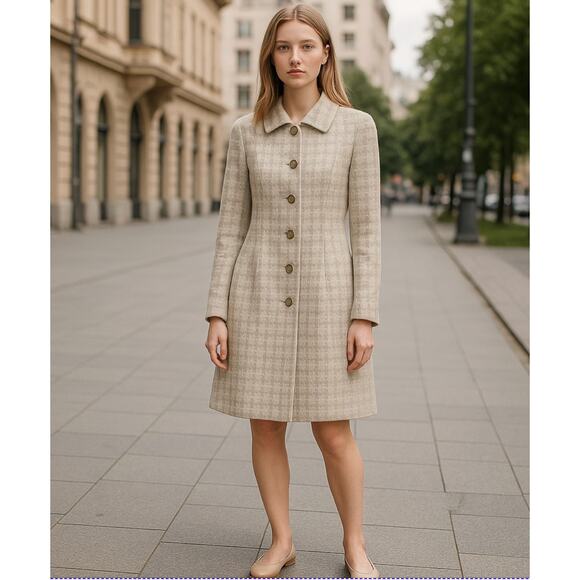 Banana Republic Vintage Cream Houndstooth Coat Size XS - Picture 2 of 9